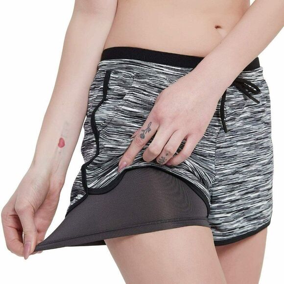 Riboom Shorts Gray Marbled Women's Running Active Double Layer Yoga Large - Picture 3 of 8
